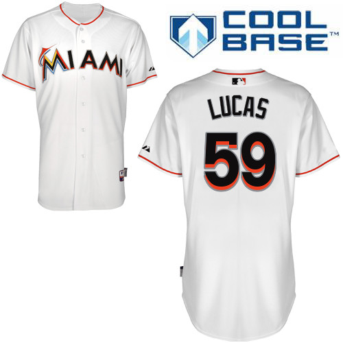 Ed Lucas #59 MLB Jersey-Miami Marlins Men's Authentic Home White Cool Base Baseball Jersey